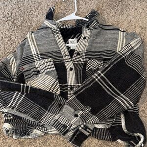 BDG Black and Gray Plaid Shirt